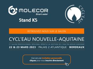 Molecor estará presente al Cycl’Eau Nouvelle-Aquitaine los 22 y 23 de marzo de 2023 Molecor estará presente al Cycl’Eau Nouvelle-Aquitaine los 22 y 23 de marzo de 2023